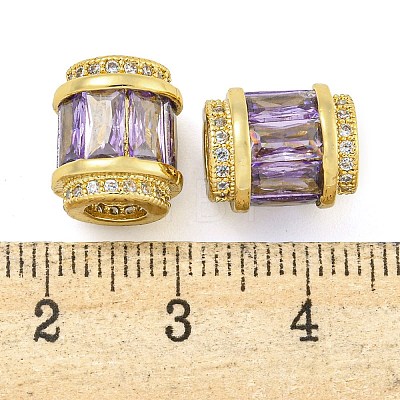 Rack Plating Brass Micro Pave Cubic Zirconia European Beads KK-F089-31G-1