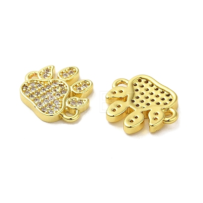 Rack Plating Brass Micro Pave Clear Cubic Zirconia Connector Charms KK-O017-05G-1