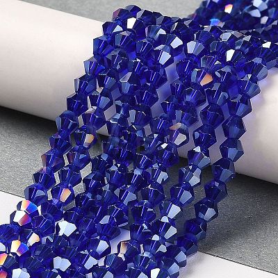 Transparent Electroplate Glass Beads Strands GLAA-F029-4mm-A06-1