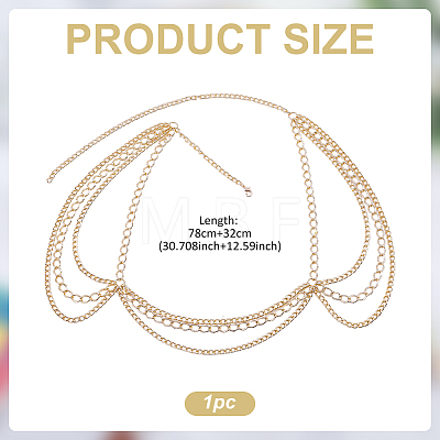 Aluminium Twisted Chain Multilayer Tassel Shoulder Body Chains for Women AJEW-WH0077-139G-1