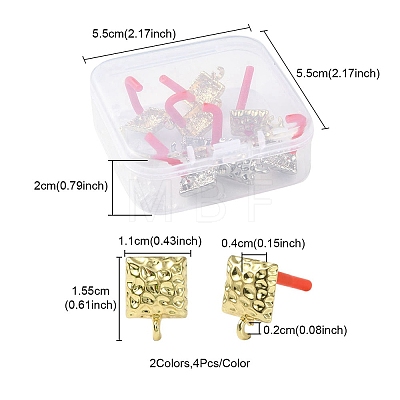 8Pcs 2 Colors Rack Plating Alloy Stud Earring Findings FIND-YW0003-82C-1