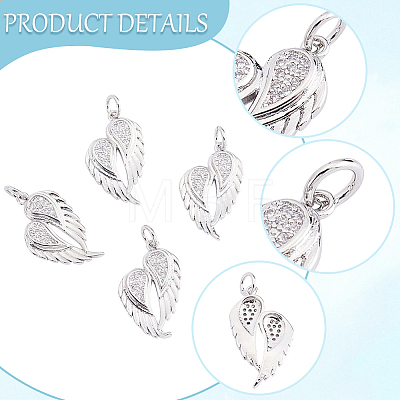 10Pcs Brass Micro Pave Cubic Zirconia Pendants ZIRC-BBC0003-79P-1