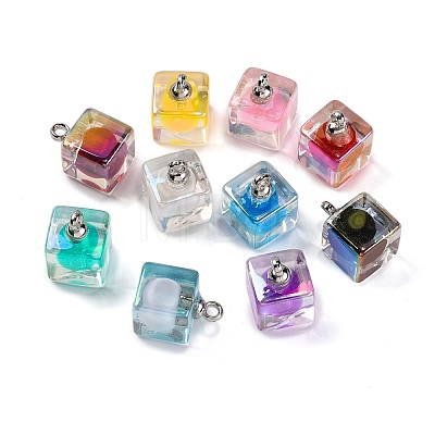 AB Color Resin Cube Pendants RESI-U002-04-1