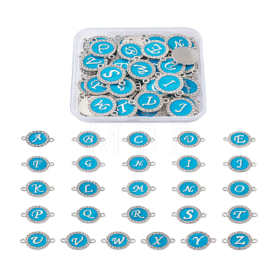 26 Letters Alloy Enamel Links Connectors ENAM-TA0002-19B-1