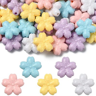 40Pcs 5 Colors Opaque Acrylic Beads OACR-FS0002-85-1