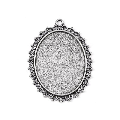 Tibetan Style Alloy Oval Tray Cabochon Settings TIBEP-5437-AS-FF-1