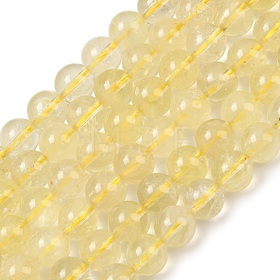 Natural Lemon Quartz(Heated)  Beads Strands G-P596-8mm-01-1