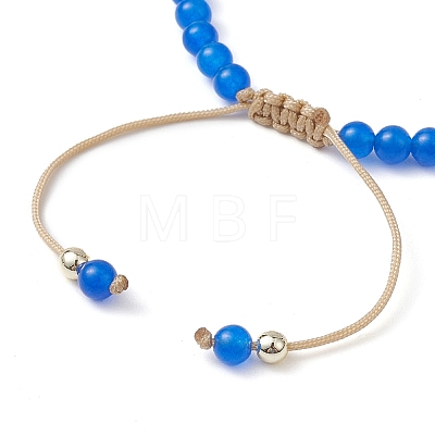 Round Shell Pearl & Natural Dyed Blue Malaysia Jade  Braided Bead Bracelets BJEW-JB10718-01-1