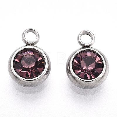 201 Stainless Steel Rhinestone Charms STAS-S068-06-1