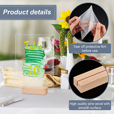 Transparent Acrylic Place Card & Wood Card Holder Set AJEW-WH0342-23-1
