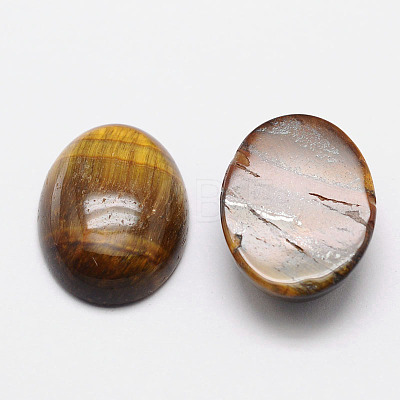 Oval Natural Tiger Eye Cabochons G-K020-20x15mm-04-1