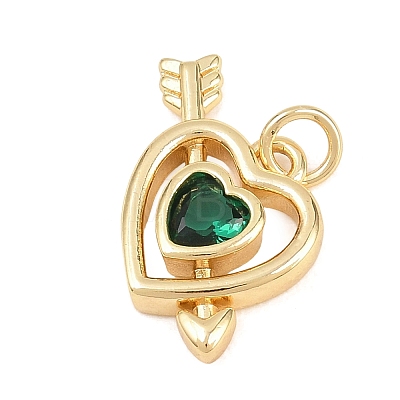 Valentine's Day Brass Micro Pave Cubic Zirconia Pendants KK-D258-10G-01-1