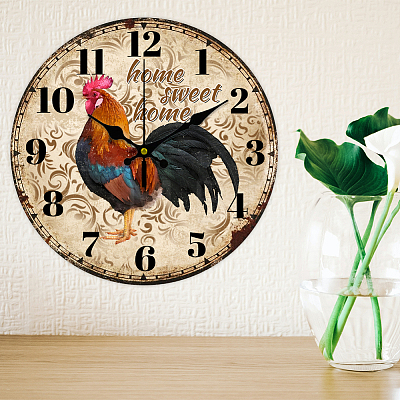 MDF Printed Wall Clock HJEW-WH0058-002-1