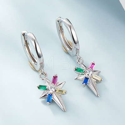 Star 925 Sterling Silver Dangle Hoop Earrings TP2012-1-1