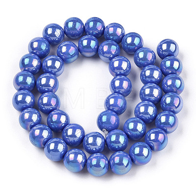 Electroplate Opaque Glass Beads Strands LS-GLAA-T032-P10mm-AB11-1