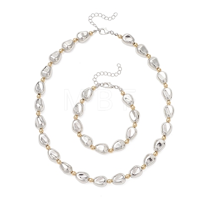 Oval CCB Plastic Beads Necklace & Bracelets Sets SJEW-JS01375-1