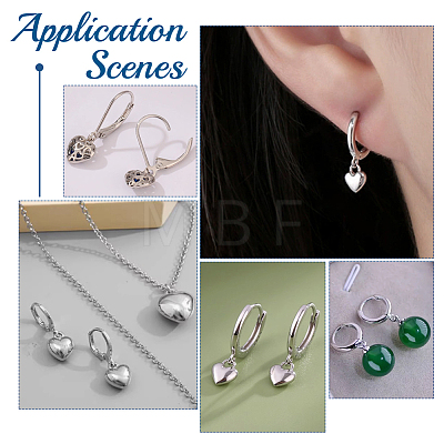 2 Pairs 925 Sterling Silver Hoop Earring Findings STER-UN0001-76-1