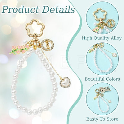 ABS Plastic Pearl Pendant Decorations HJEW-YW00458-1