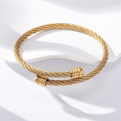 304 Stainless Steel Torque Bangles for Women BJEW-G584-18G-1