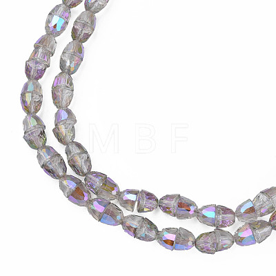 Electroplate Transparent Glass Beads Strands EGLA-N002-35-1