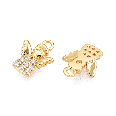 Brass Micro Pave Clear Cubic Zirconia Charms KK-T073-15G-1
