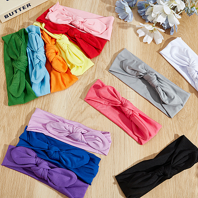 26Pcs 13 Colors Polyester Bowknot Elastic Headbands OHAR-GO0001-17-1
