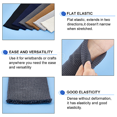 6Pcs 6 Colors Polyester Elastic Ribbing Fabric for Cuffs DIY-BC0006-53A-1