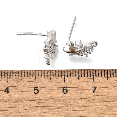 Brass with Cubic Zirconia Stud Earrings Finding KK-Q048-14P-1