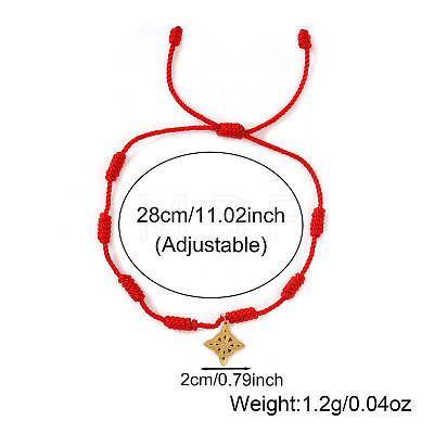 Handmade Red String Braided Bracelet Sets with Stainless Steel Chinese Knot Charms NM6573-2-1