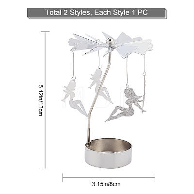 Gorgecraft 2 Sets 2 Style Stainless Steel Rotating Butterfly Tealight Candle Holder DJEW-GF0001-21-1