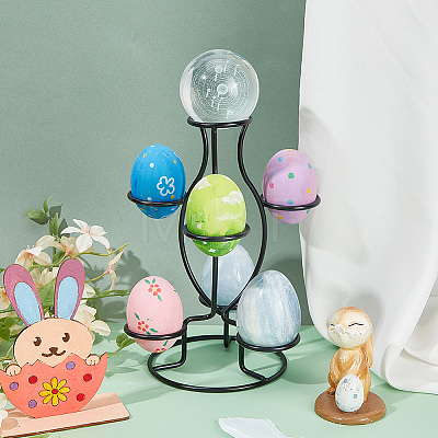 7-Slot Iron Easter Egg Display Stands ODIS-WH0058-21B-EB-1