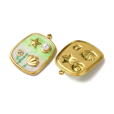 304 Stainless Steel Enamel Pendants X1-STAS-L299-18G-02-1