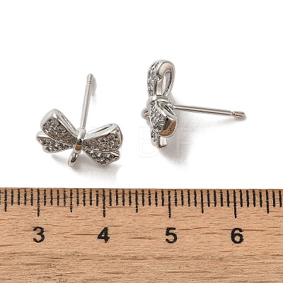 Rack Plating Brass & Cubic Zirconia Stud Earring Findings KK-G487-08P-1