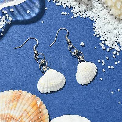 Nautural Shell Dangle Earrings EJEW-JE05655-1