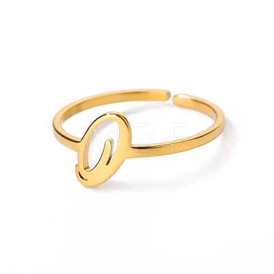 Adjustable 201 Stainless Steel Letter Open Cuff Rings for Women FS-WG61269-15-1