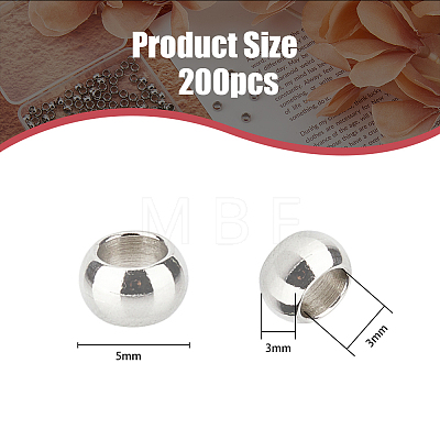 DICOSMETIC 200Pcs 304 Stainless Steel Rondelle Spacer Beads STAS-DC0015-07-1