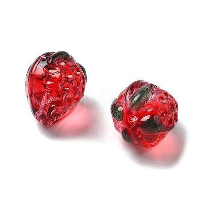 Transparent Glass Enamel Beads Strawberry LAMP-V001-05C-1