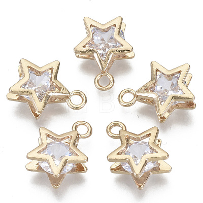 Brass Micro Cubic Zirconia Charms X-KK-N235-034A-1