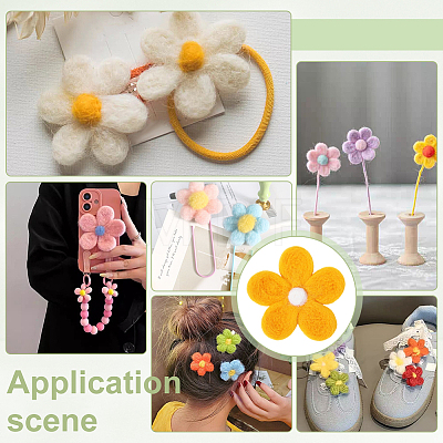 8Pcs Daisy Flower Wool Felt Fabric Costume Accessories AJEW-PH0008-82B-1