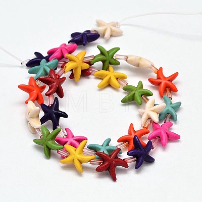 Starfish/Sea Stars Synthetic Turquoise Bead Strands X-G-M150-03-1