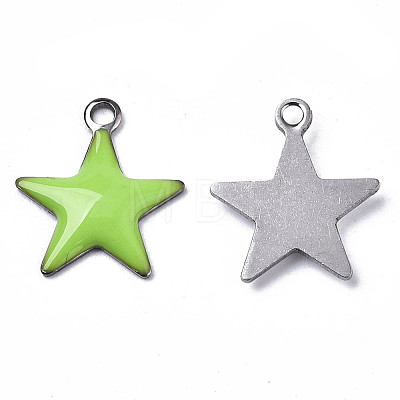 201 Stainless Steel Enamel Charms STAS-N088-14F-1