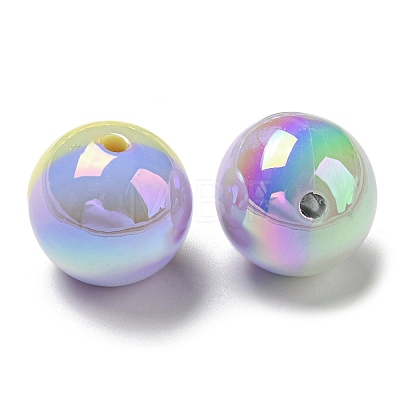 UV Plating Rainbow Iridescent Opaque Acrylic Beads MACR-D081-15-1