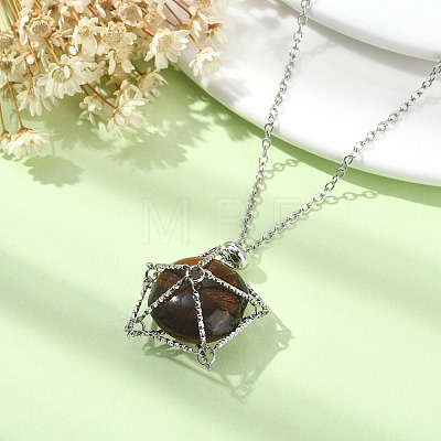 Stainless Steel Macrame Pouch Empty Stone Holder for Pendant Necklaces Making NJEW-TA00121-02-1