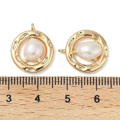 Brass Pave Natural Freshwater Pearl Pendants KK-U045-17G-1