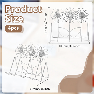 4Pcs Flower Stainless Steel Desktop Business Card Holder AJEW-GO0004-80-1
