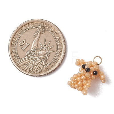 Glass Seed Beaded Dog Pendans PALLOY-MZ01223-01-1