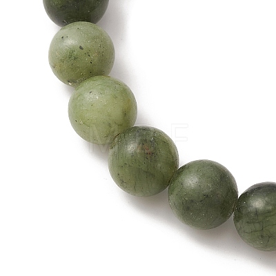 Natural Chinese Jade Round Beaded Stretch Bracelets for Women X-BJEW-TA00282-1
