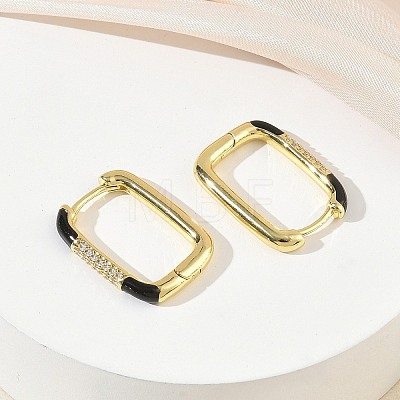 Brass Micro Pave Cubic Zirconia Hoop Earrings KK-CBA98BA-01G-C-1
