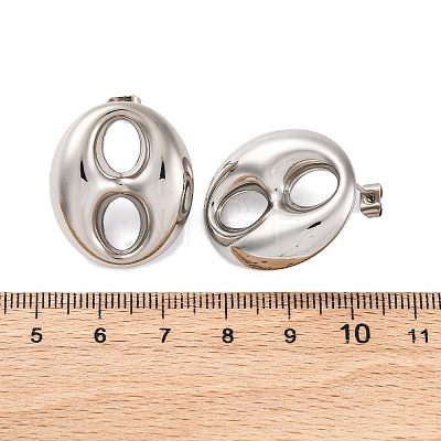 Oval 304 Stainless Steel Stud Earrings EJEW-A125-79B-P-1