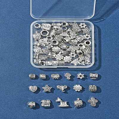 64Pcs 16 Styles Tibetan Style Alloy European Large Hole Beads FIND-FS0002-63-1
